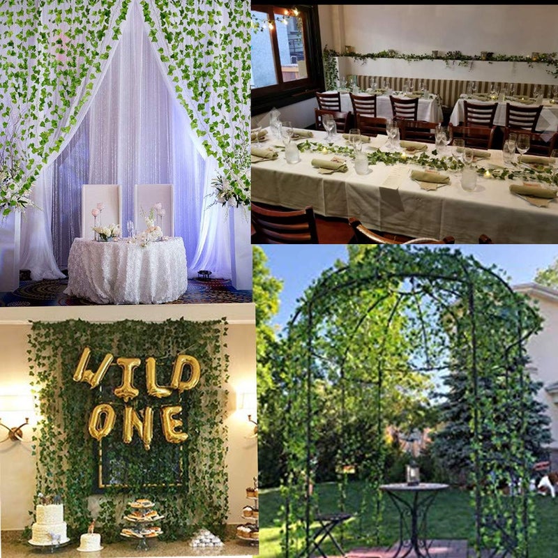 KUPOO 12 Strands 84 Feet Artificial Ivy Leaf Plants Vine Hanging Garland Fake Foliage Flowers for Wedding Party Garden Wall Decoration (Style A) - Image 3